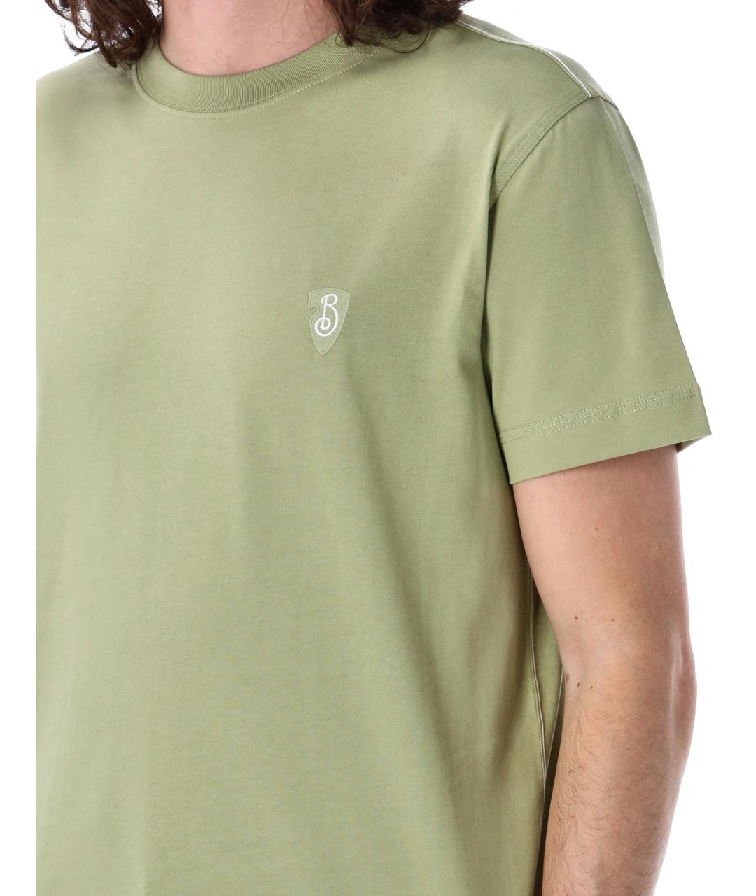 BURBERRY Зеленая хлопковая футболка, фото 4