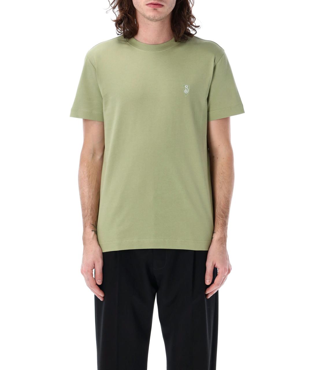BURBERRY Зеленая хлопковая футболка, фото 2