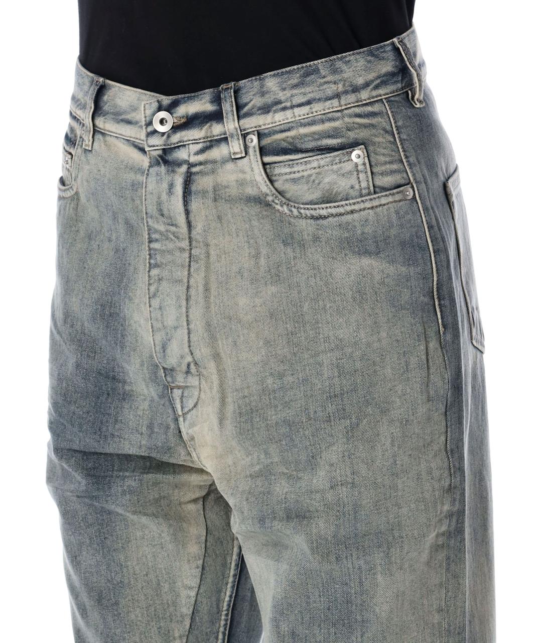 RICK OWENS DRKSHDW Синие хлопковые прямые джинсы, фото 3