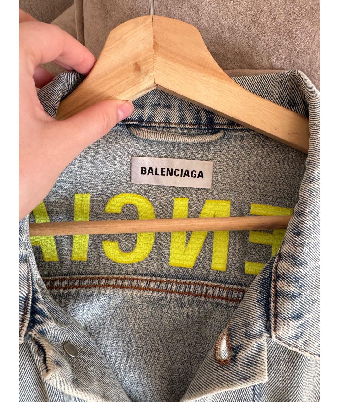 BALENCIAGA Бирюзовый деним жакет/пиджак, фото 8