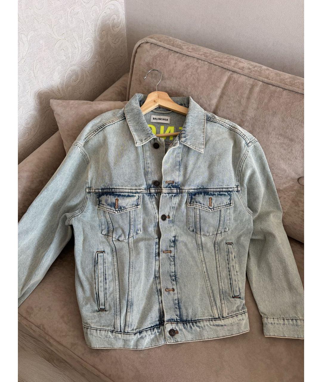 BALENCIAGA Бирюзовый деним жакет/пиджак, фото 6