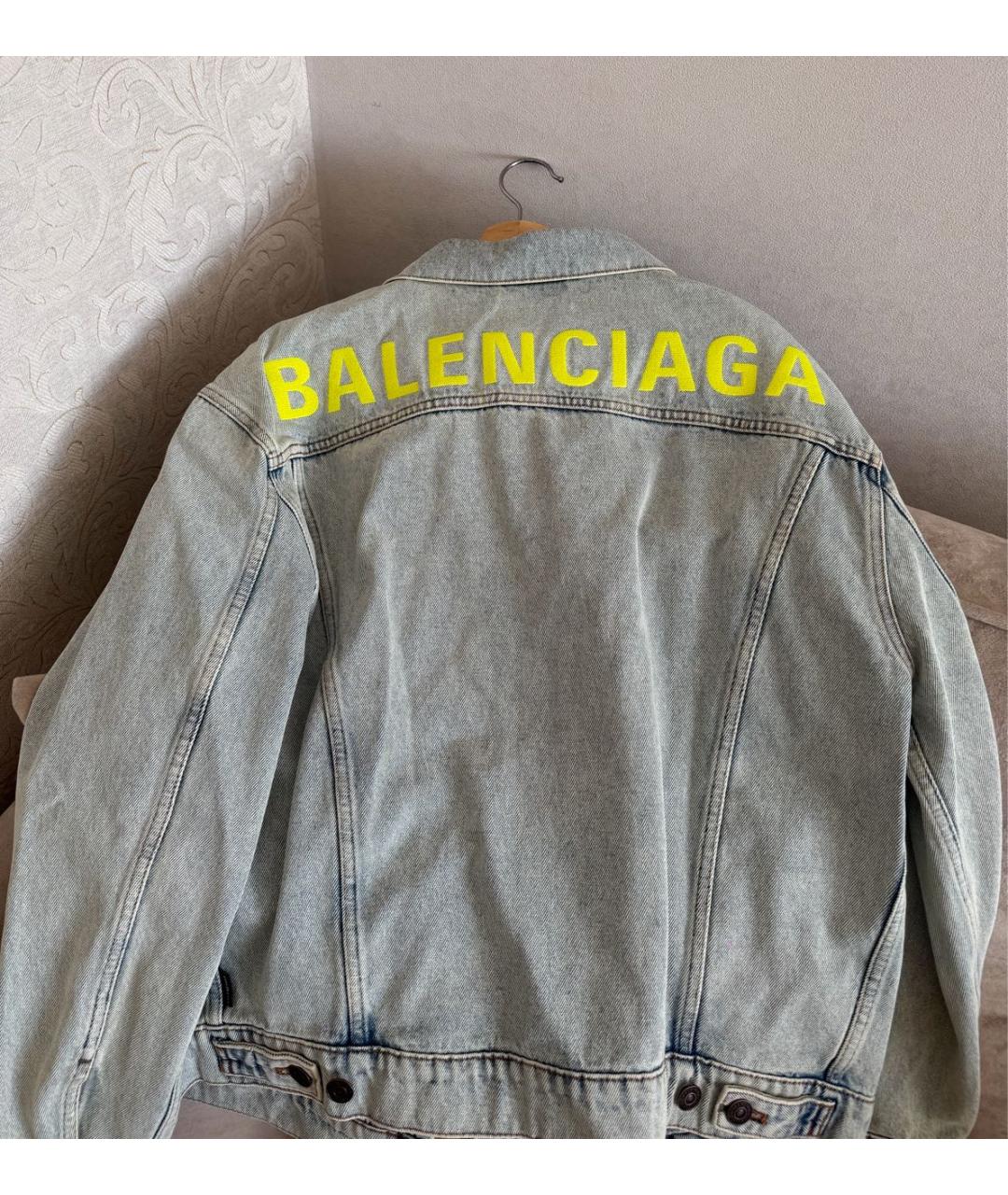BALENCIAGA Бирюзовый деним жакет/пиджак, фото 2
