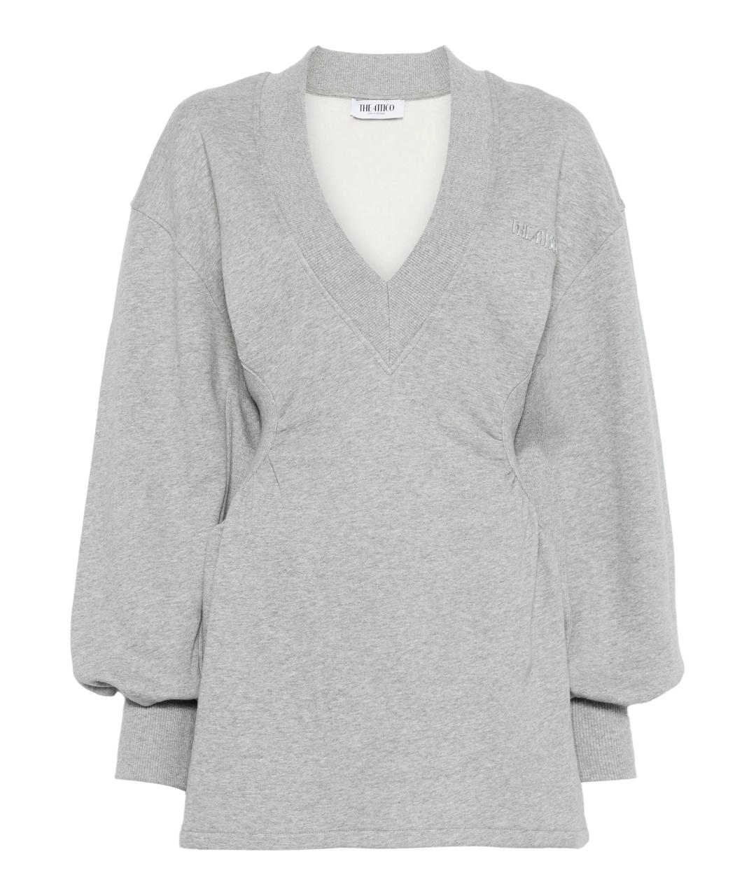 THE ATTICO Серое хлопковое повседневное платье, фото 1