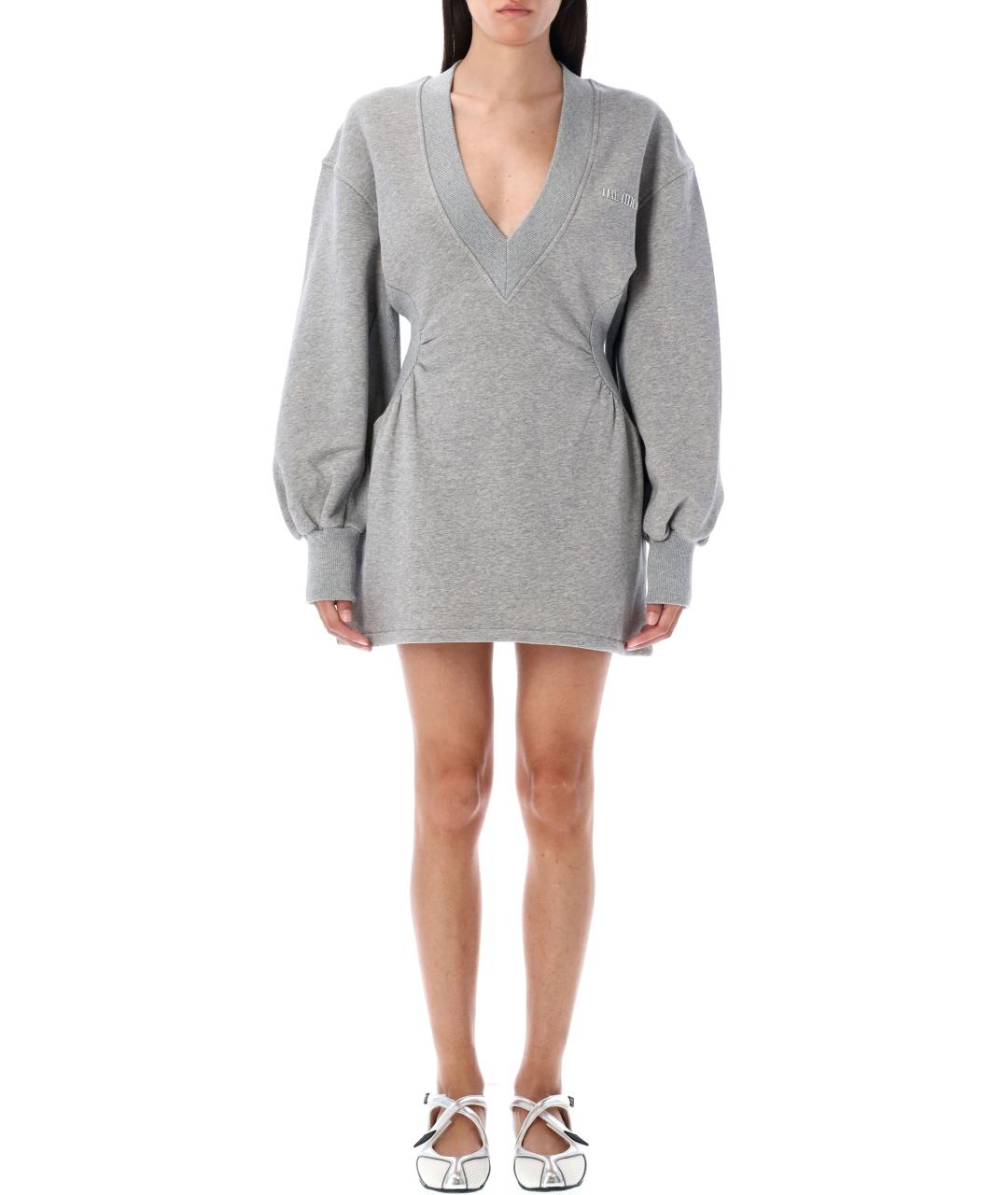 THE ATTICO Серое хлопковое повседневное платье, фото 2