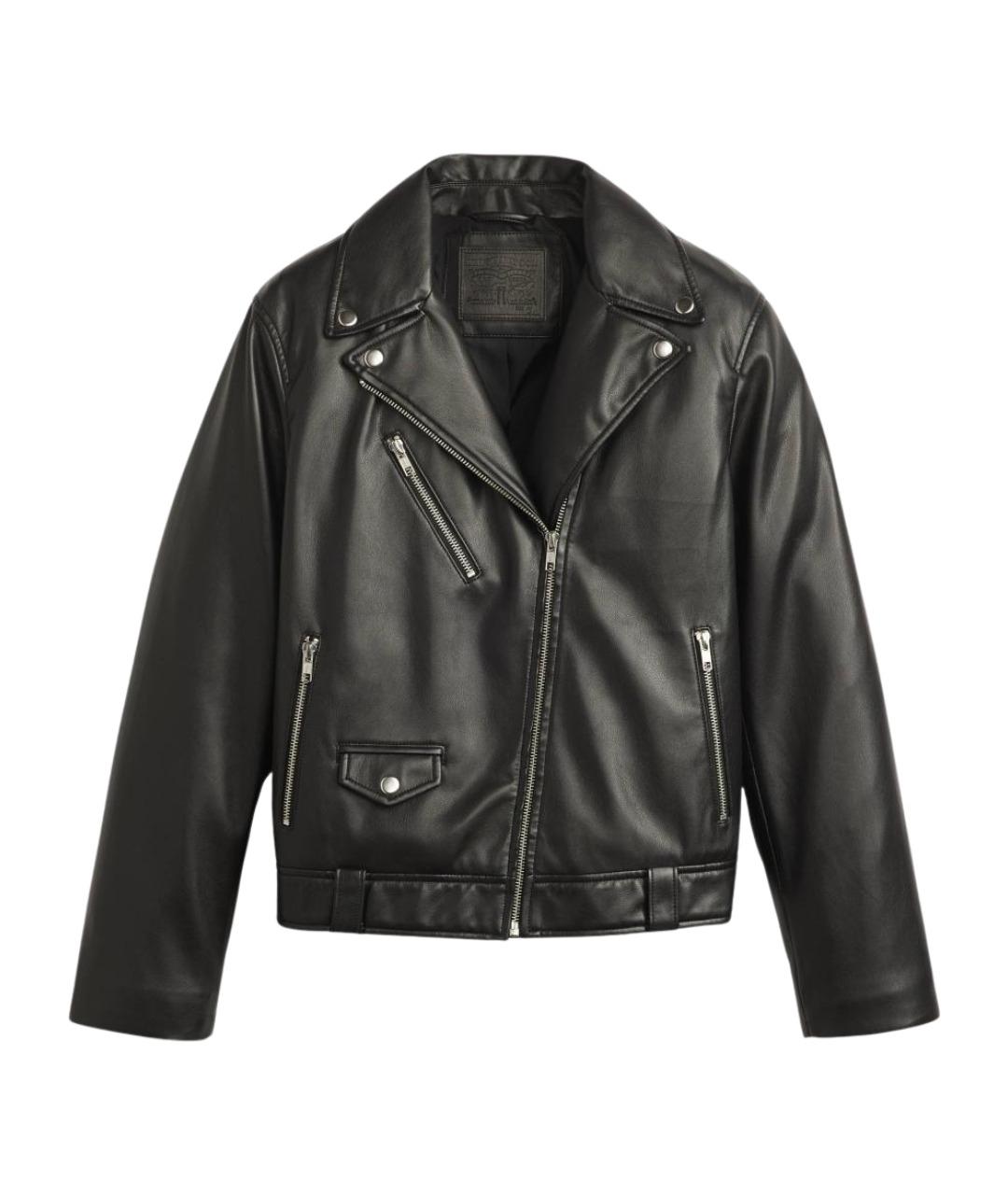 LEVI'S Черная кожаная куртка, фото 1