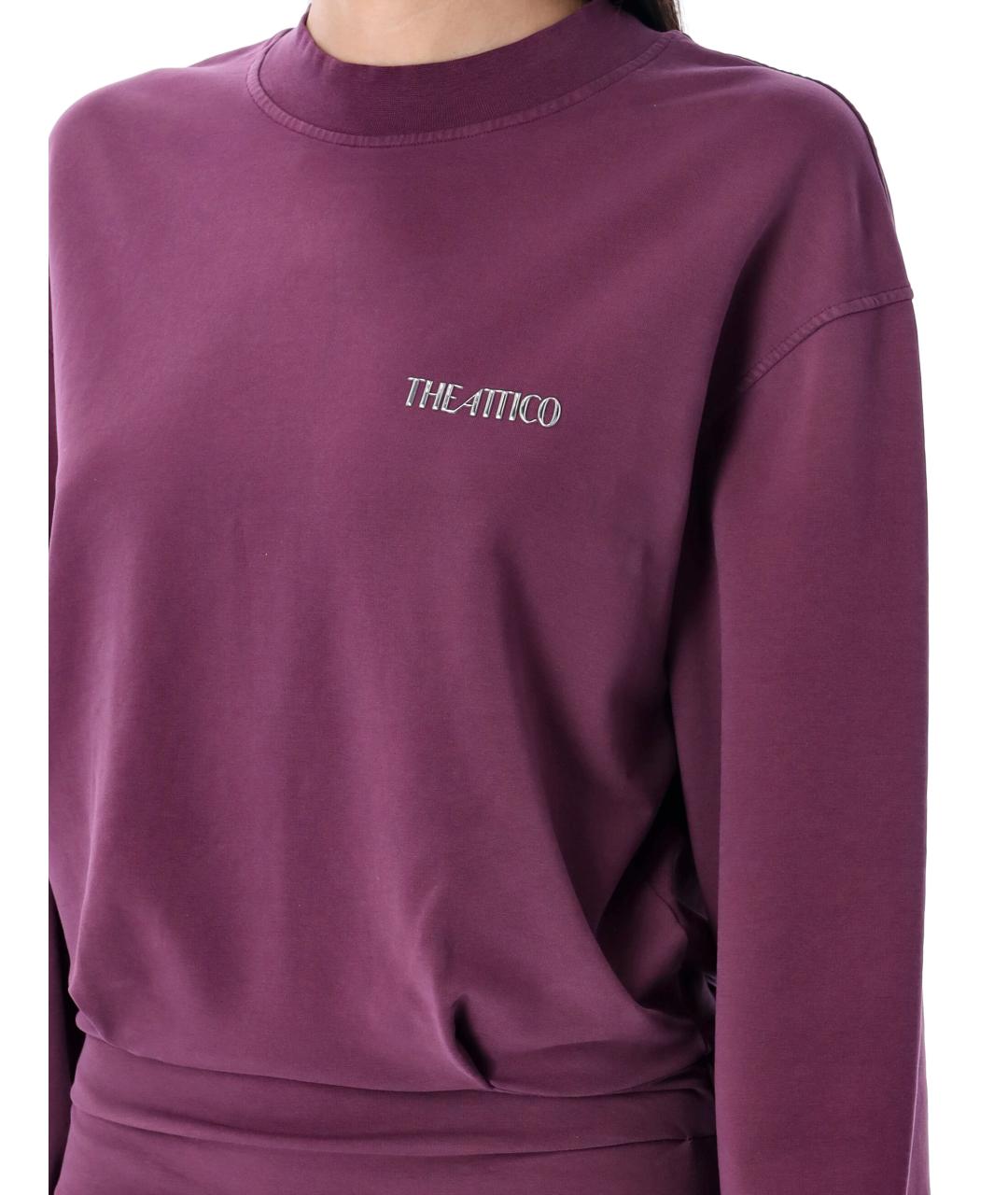 THE ATTICO Фиолетовое хлопковое повседневное платье, фото 4