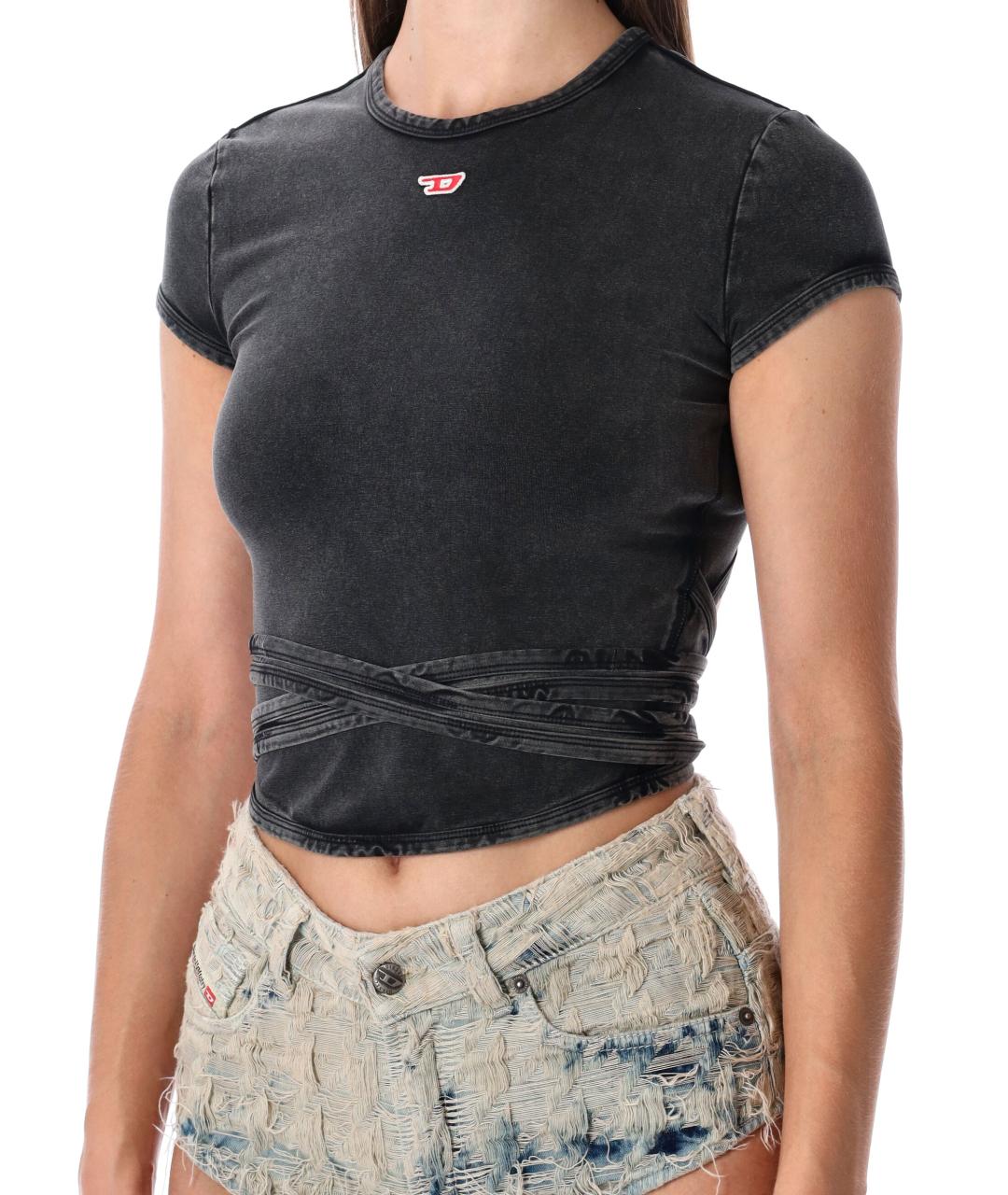 DIESEL Черная хлопковая футболка, фото 4