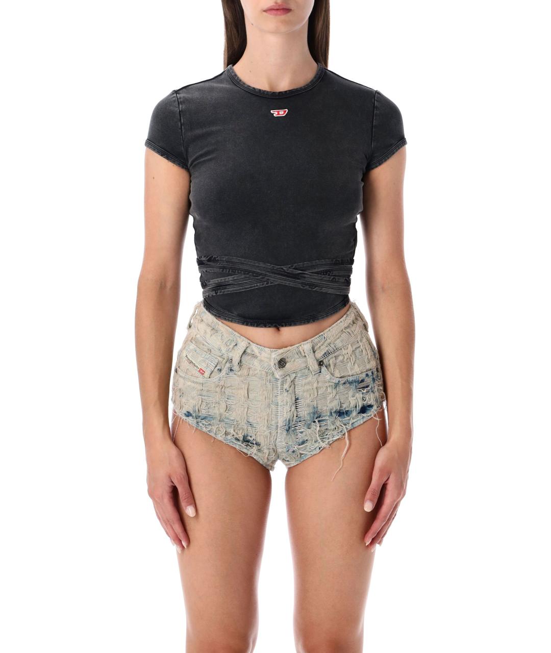 DIESEL Черная хлопковая футболка, фото 2