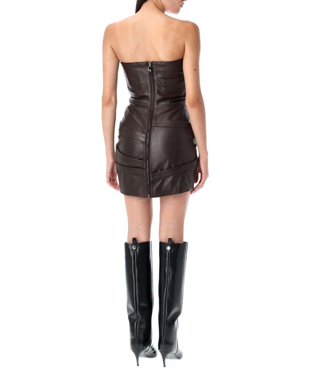 THE ATTICO Коричневое платье, фото 2