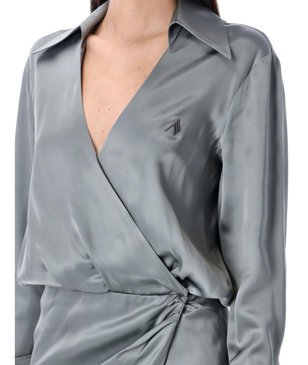 THE ATTICO Серое вискозное повседневное платье, фото 4