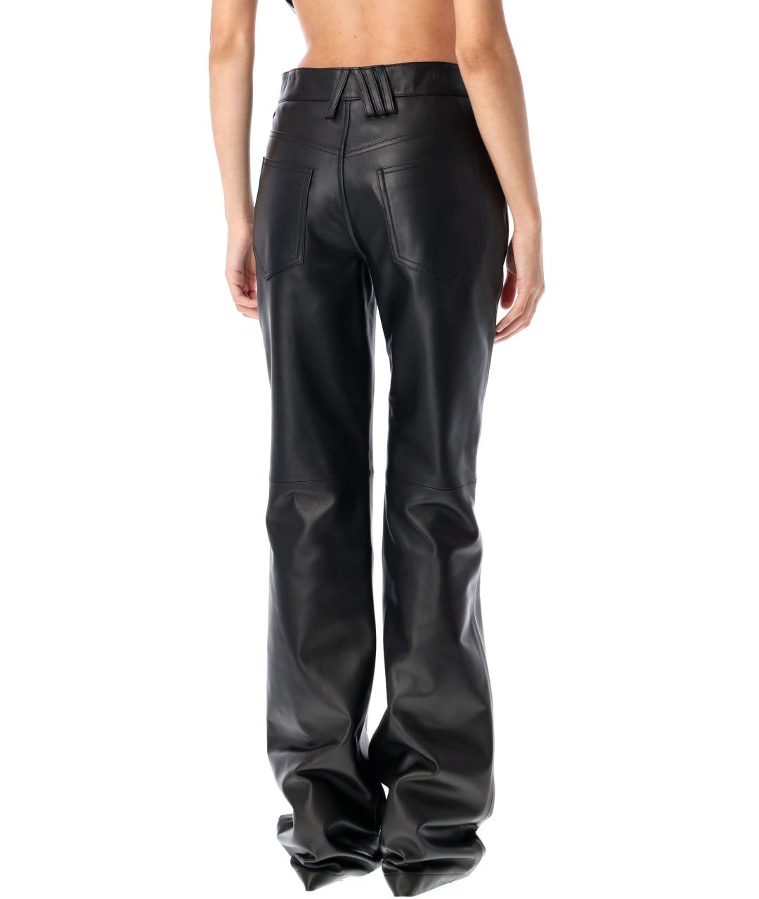 THE ATTICO Черные кожаные прямые брюки, фото 2