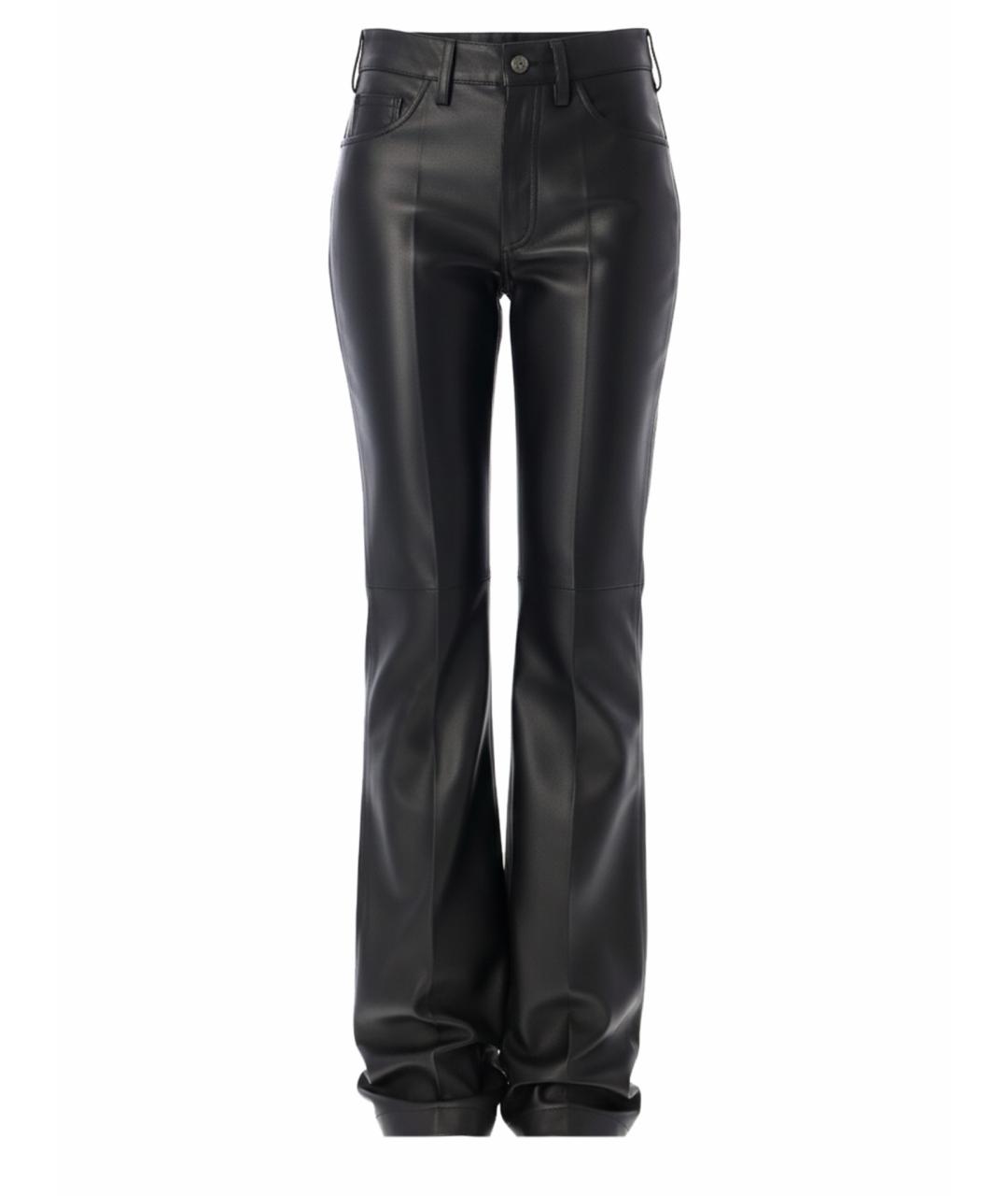 THE ATTICO Черные кожаные прямые брюки, фото 1
