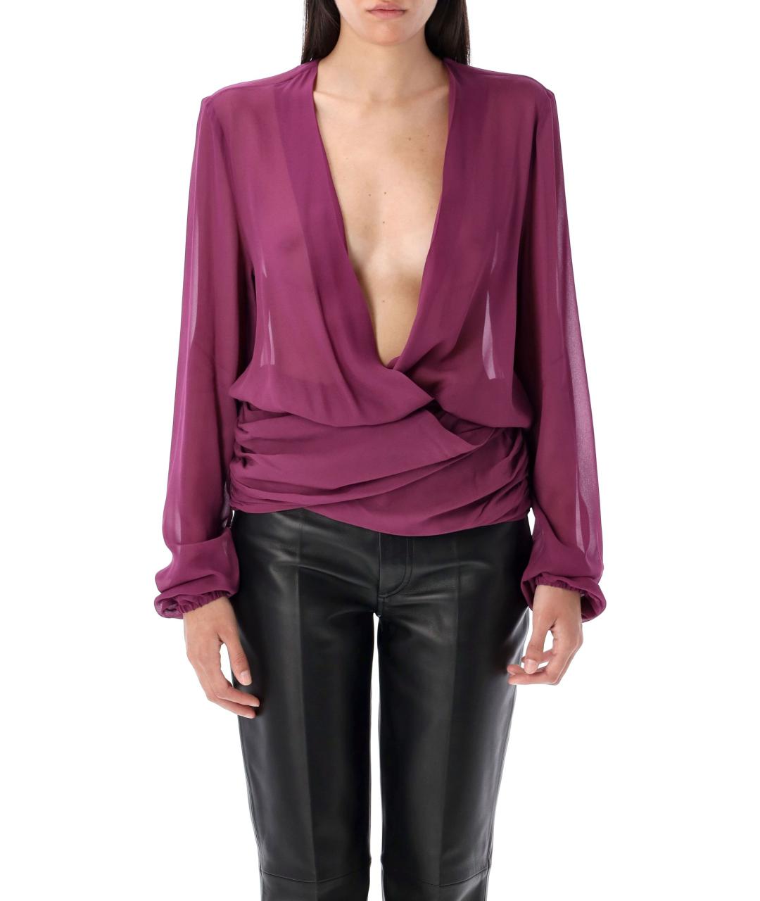 THE ATTICO Фиолетовая вискозная рубашка, фото 2