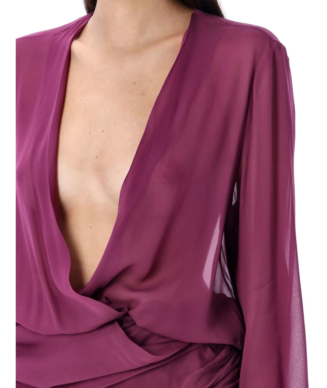 THE ATTICO Фиолетовая вискозная рубашка, фото 4