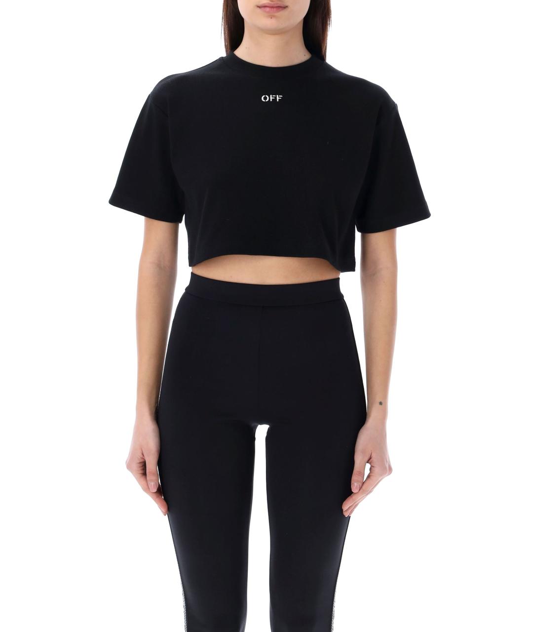 OFF-WHITE Черная хлопковая футболка, фото 2