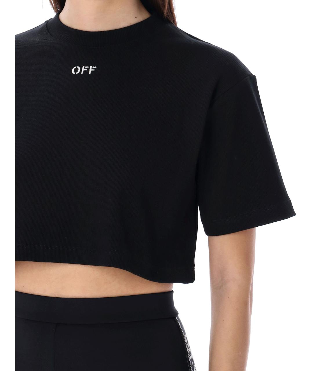 OFF-WHITE Черная хлопковая футболка, фото 4