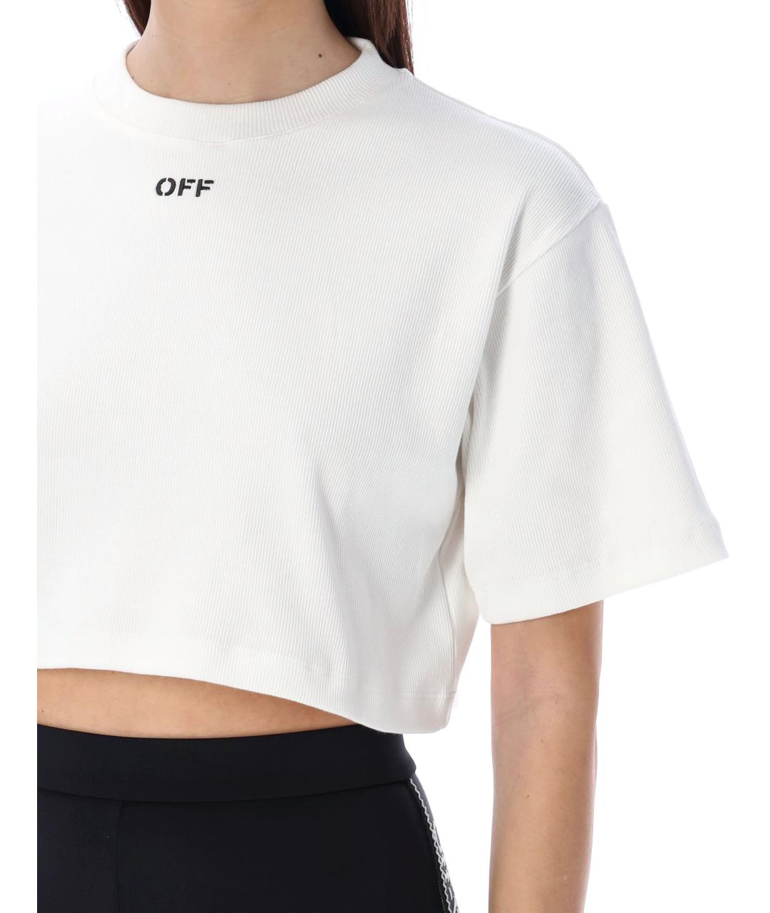 OFF-WHITE Белая хлопковая футболка, фото 3