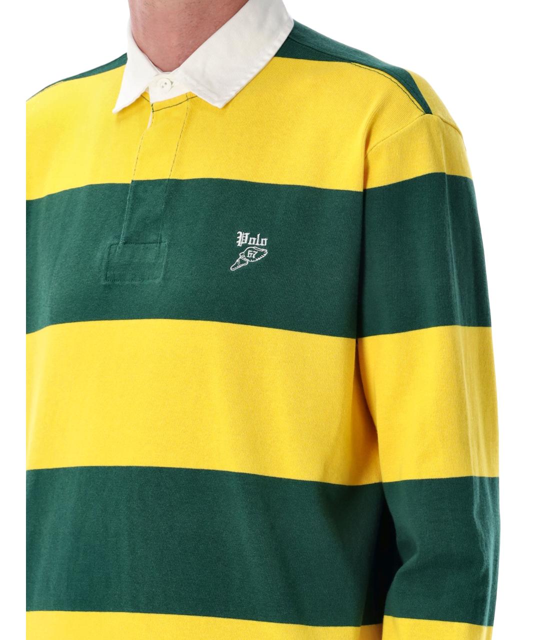 POLO RALPH LAUREN Мульти хлопковое поло с длинным рукавом, фото 4