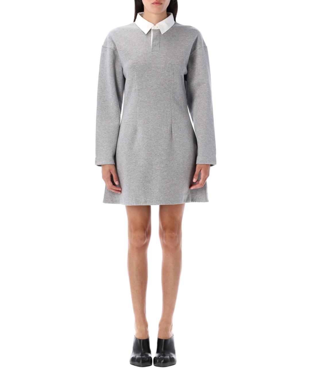 J.W.ANDERSON Серое хлопковое повседневное платье, фото 2