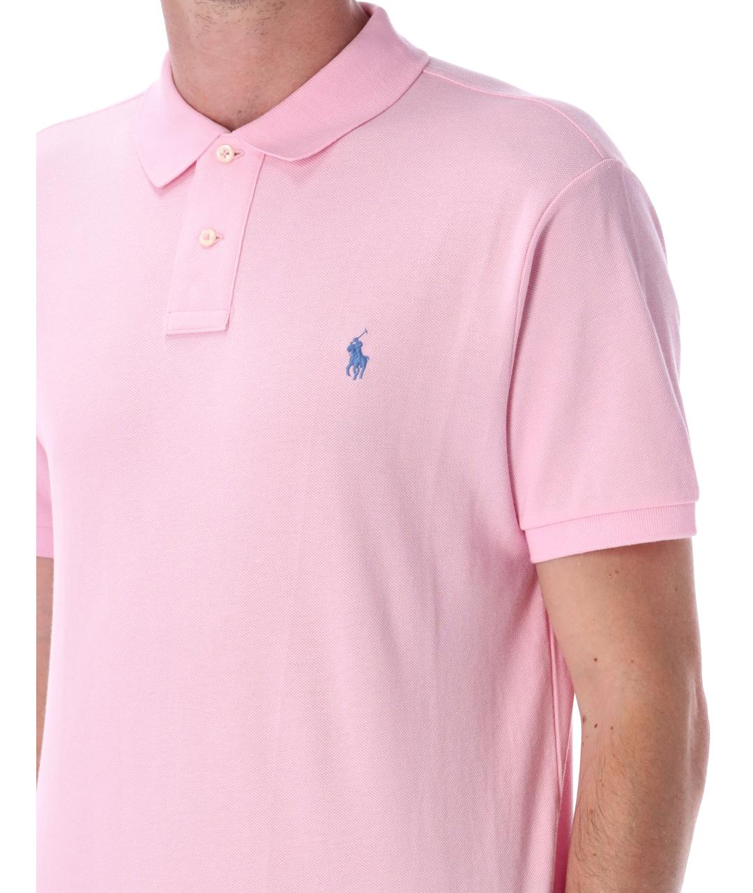 POLO RALPH LAUREN Розовое хлопковое поло с коротким рукавом, фото 3