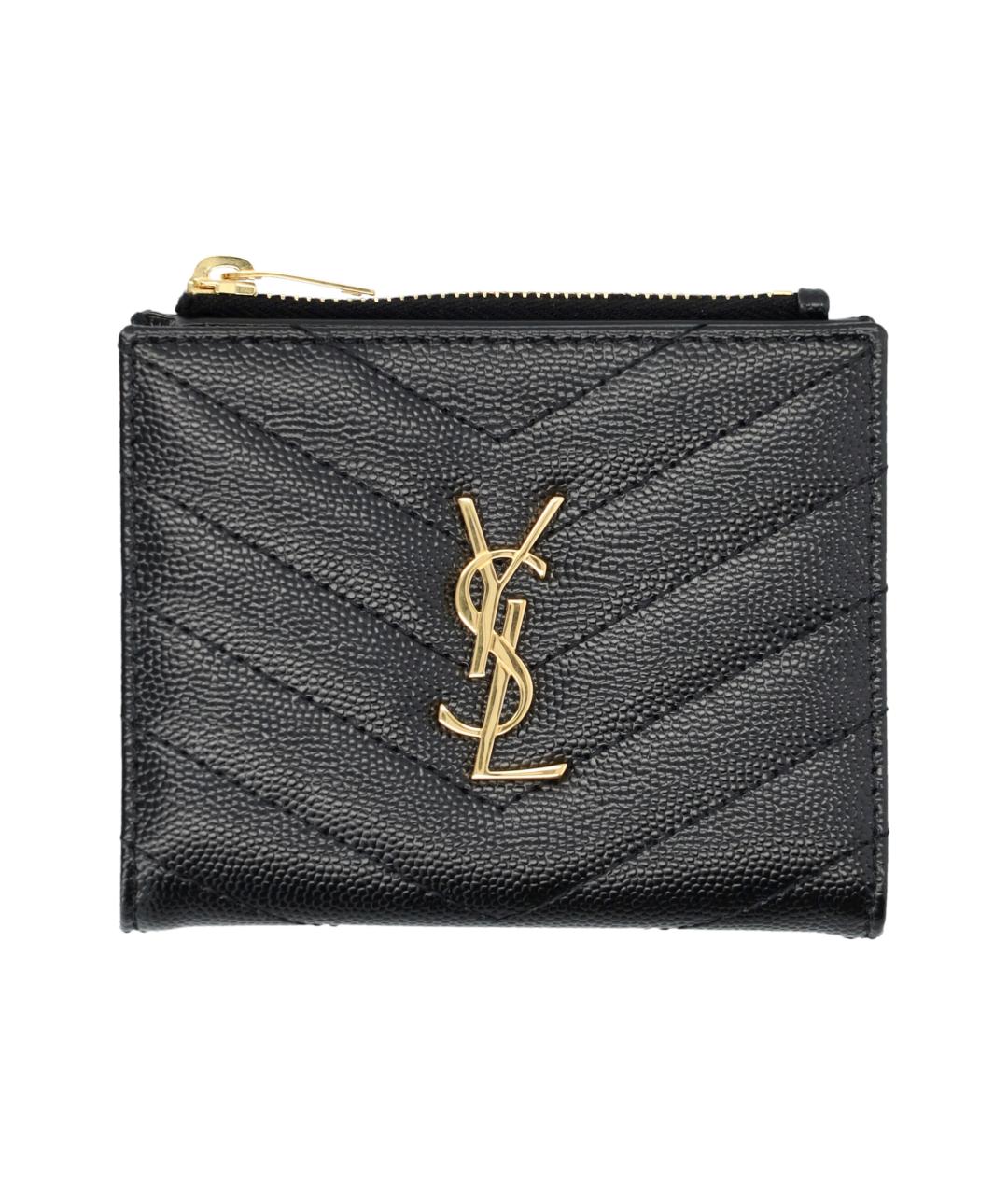 SAINT LAURENT Черный кожаный кошелек, фото 1