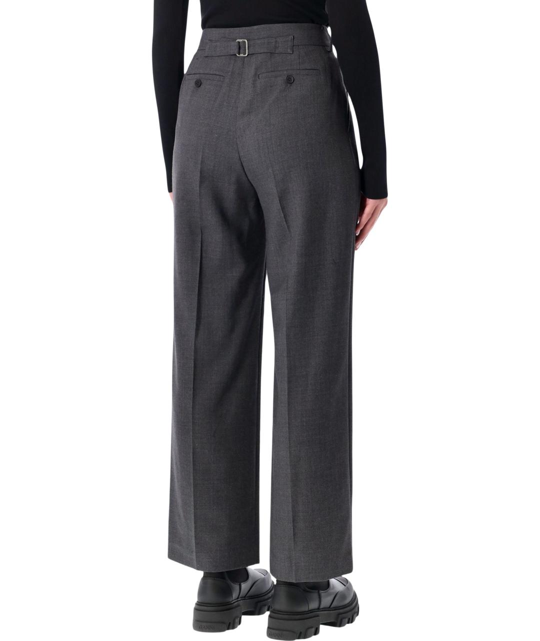 LOW CLASSIC Серые шерстяные прямые брюки, фото 2