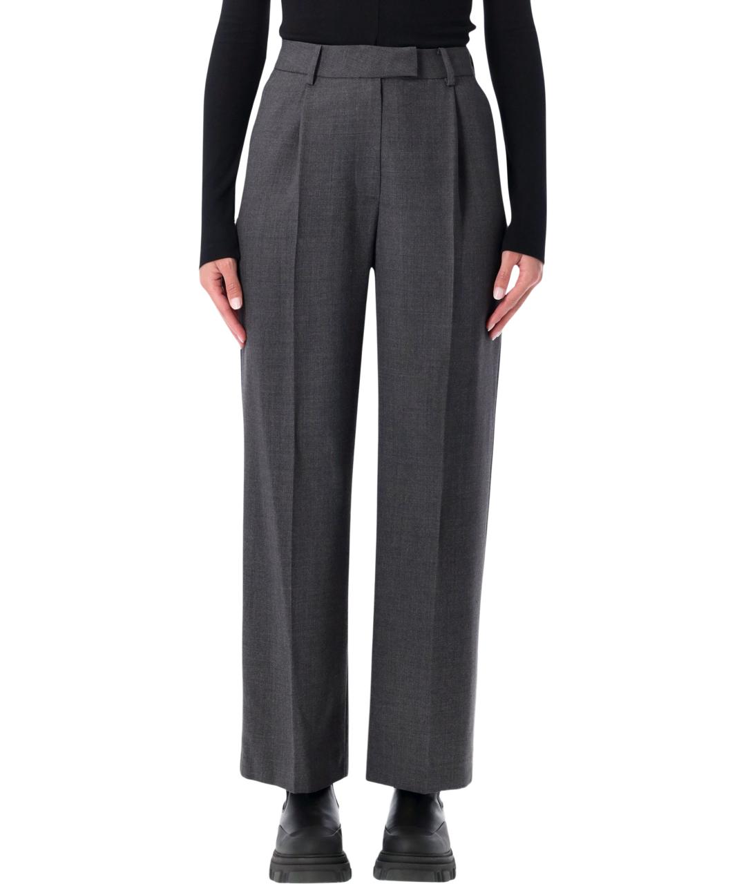 LOW CLASSIC Серые шерстяные прямые брюки, фото 4