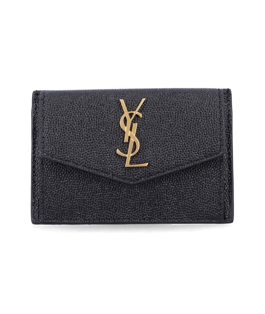 SAINT LAURENT Черный кожаный кошелек, фото 1