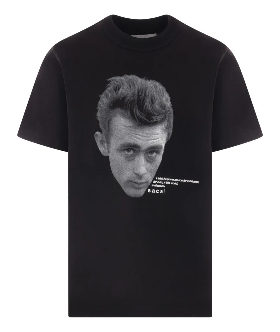 SACAI Черная хлопковая футболка, фото 1