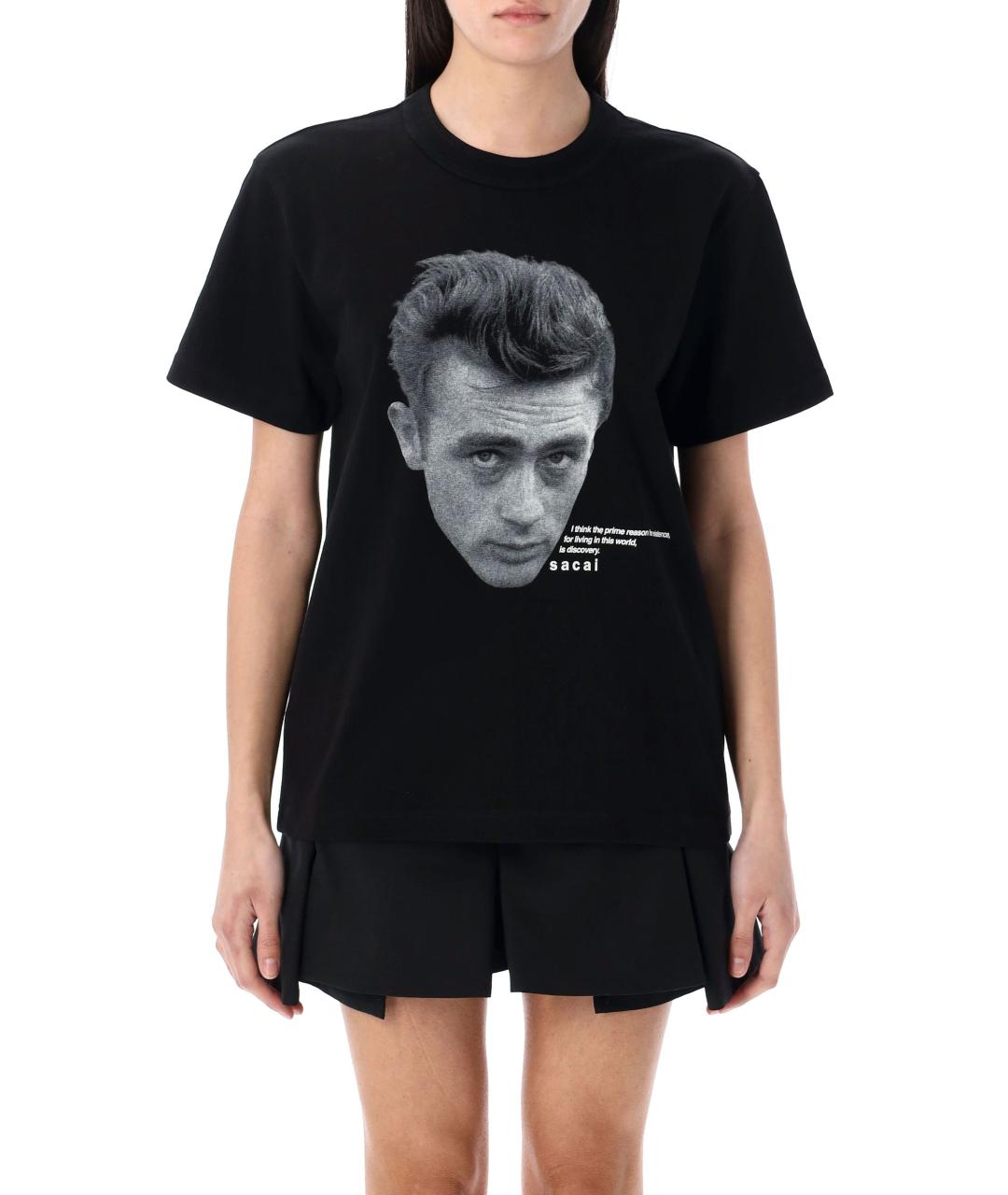 SACAI Черная хлопковая футболка, фото 5