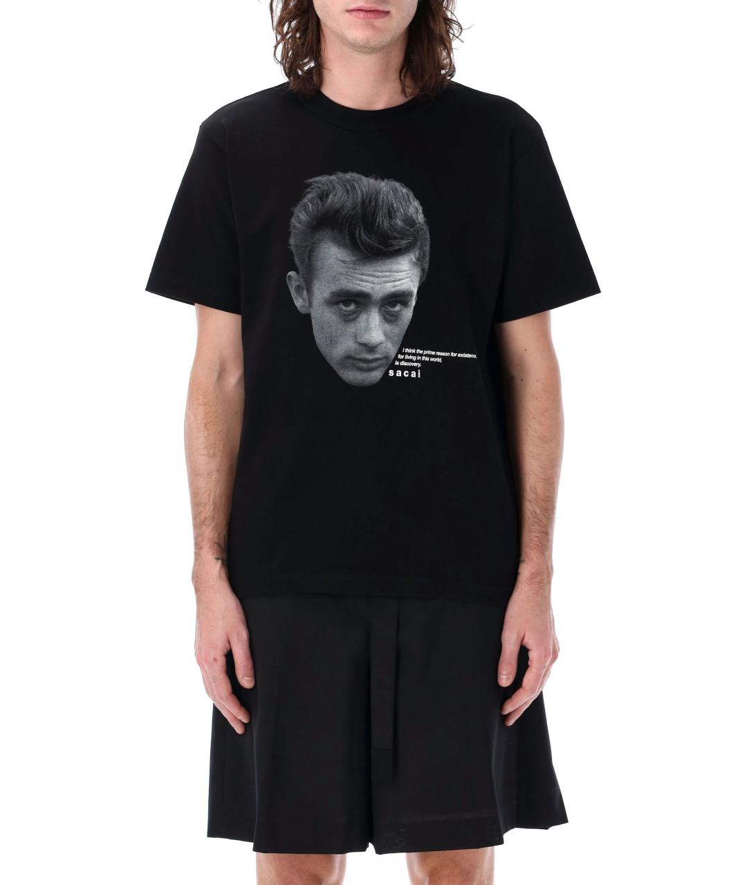 SACAI Черная хлопковая футболка, фото 2