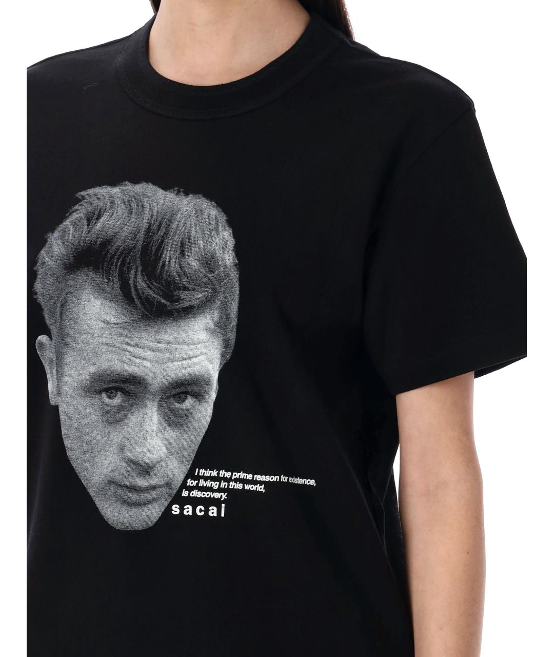 SACAI Черная хлопковая футболка, фото 7