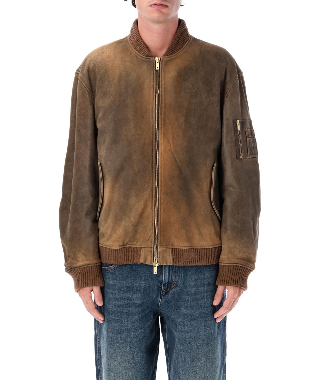 GOLDEN GOOSE DELUXE BRAND Коричневая кожаная куртка, фото 3