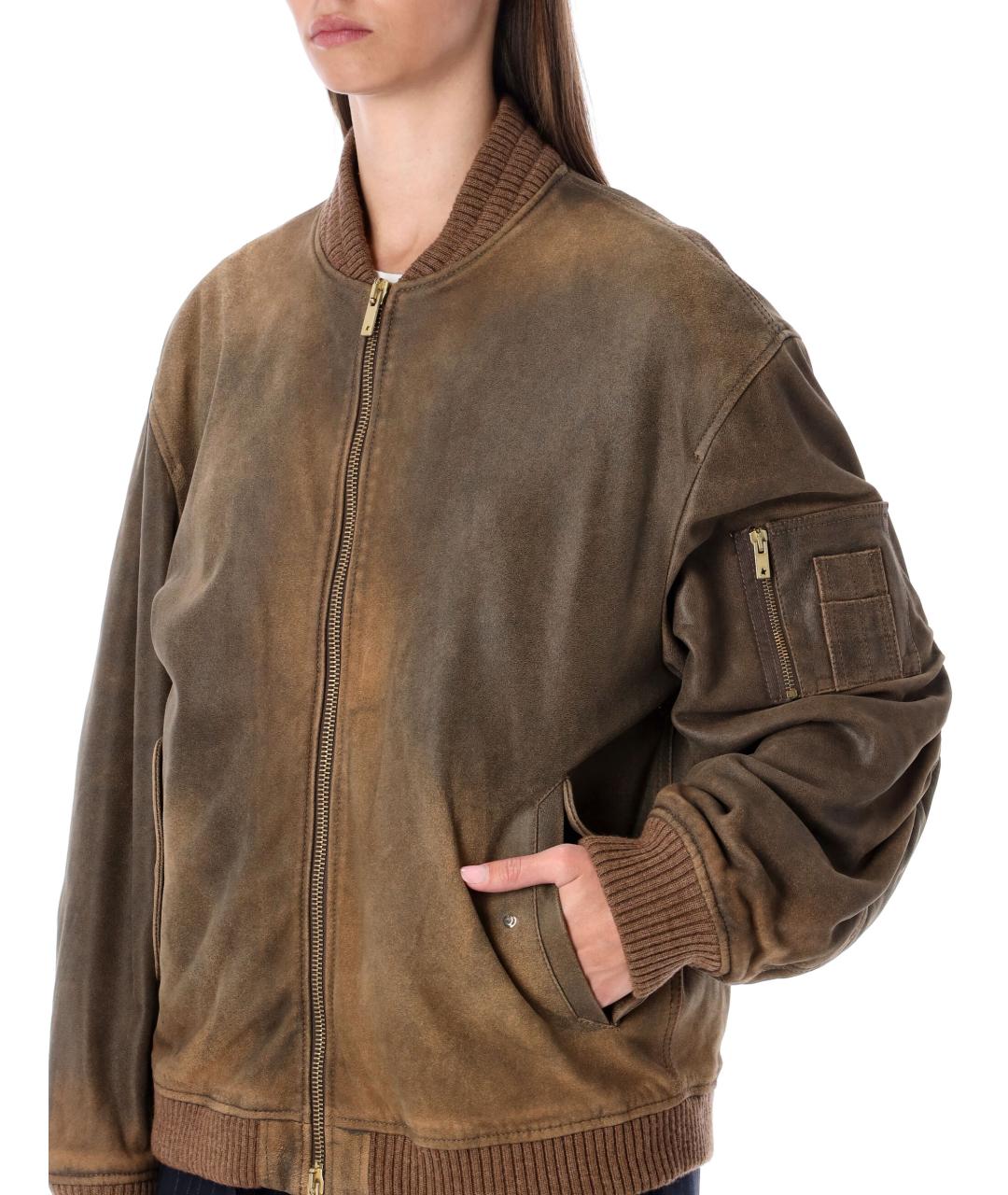 GOLDEN GOOSE DELUXE BRAND Коричневая кожаная куртка, фото 4