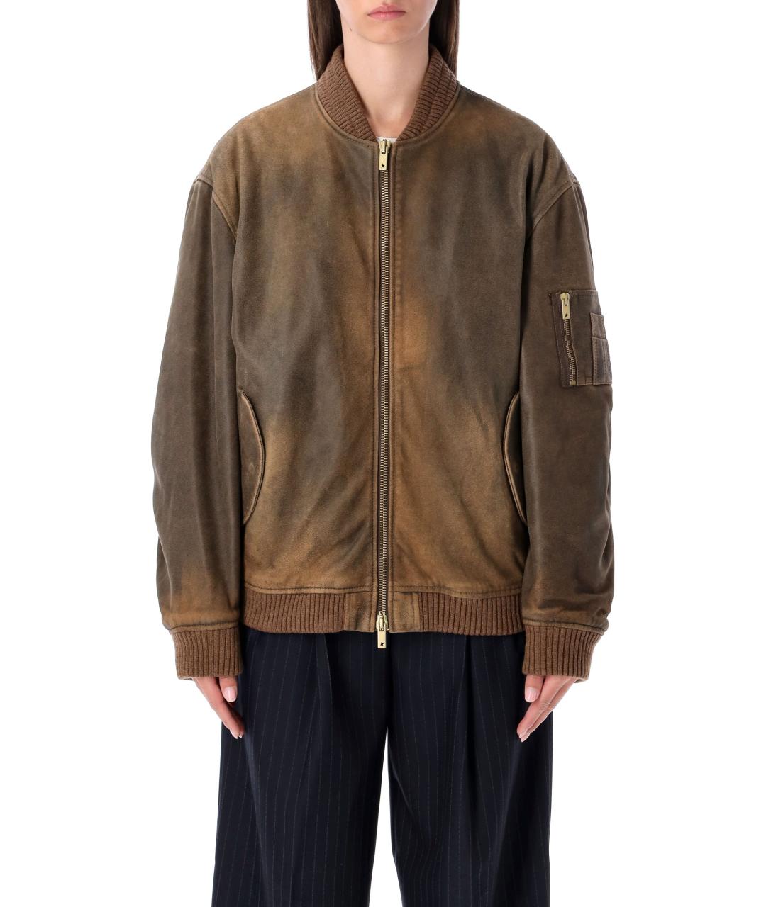 GOLDEN GOOSE DELUXE BRAND Коричневая кожаная куртка, фото 2