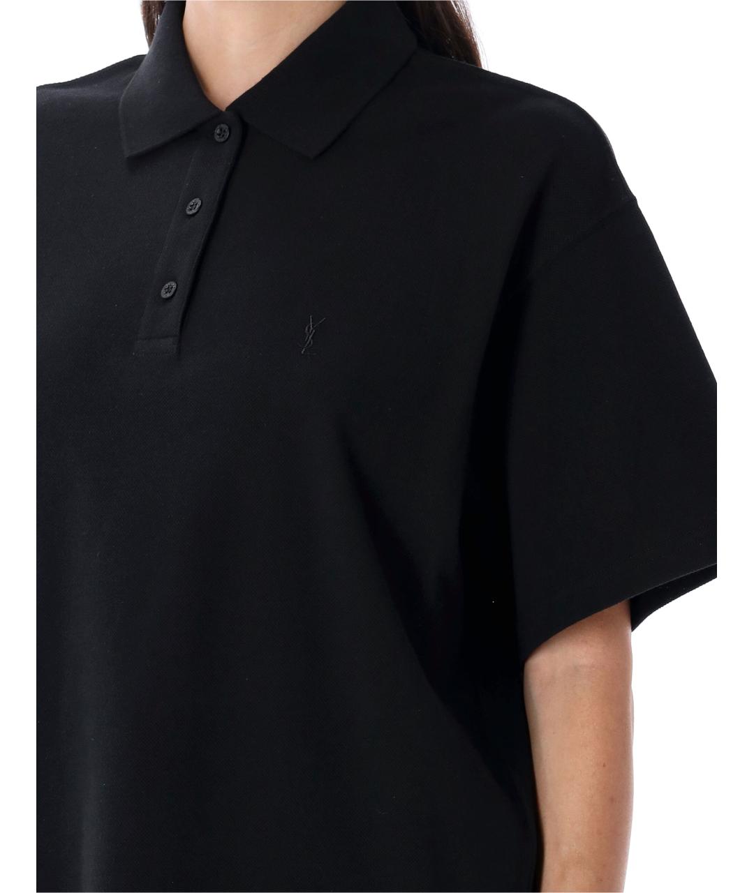 SAINT LAURENT Черная хлопковая футболка, фото 4