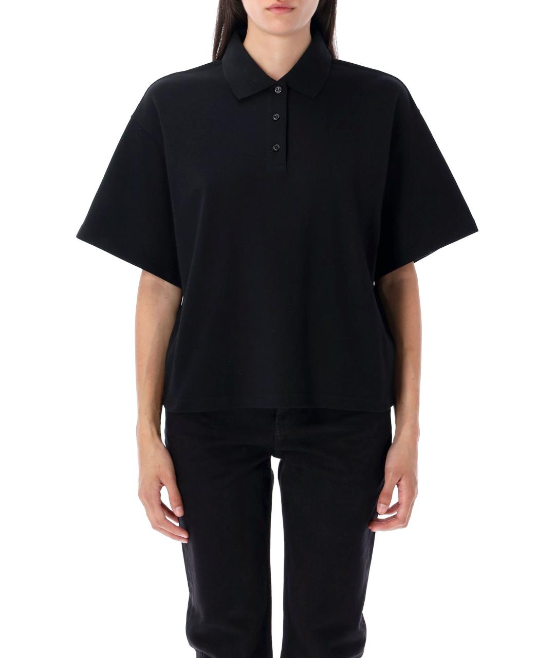 SAINT LAURENT Черная хлопковая футболка, фото 2