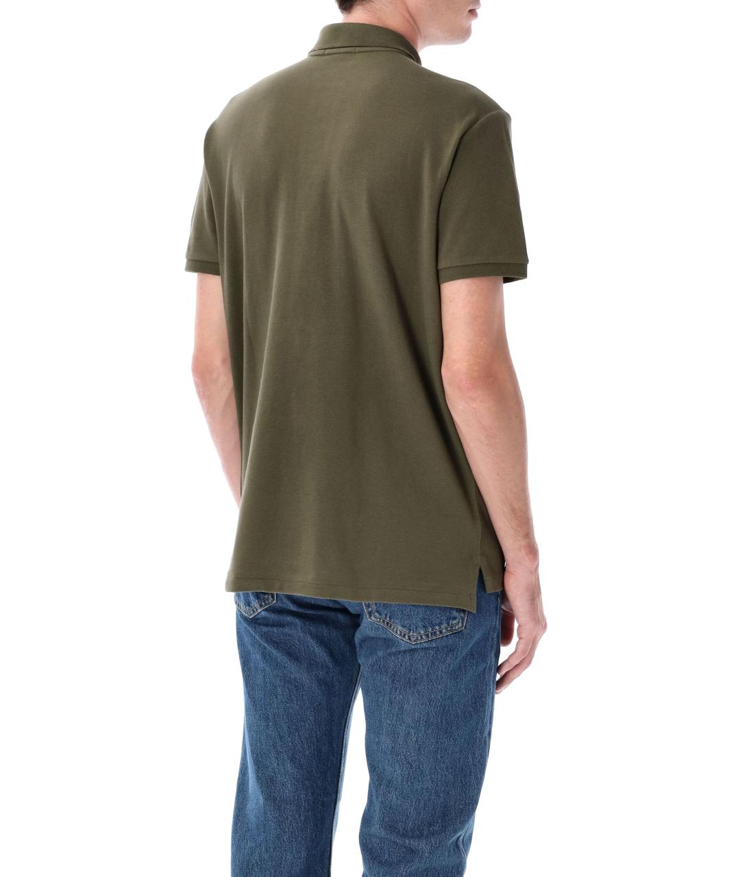 POLO RALPH LAUREN Зеленые хлопковое поло с коротким рукавом, фото 2