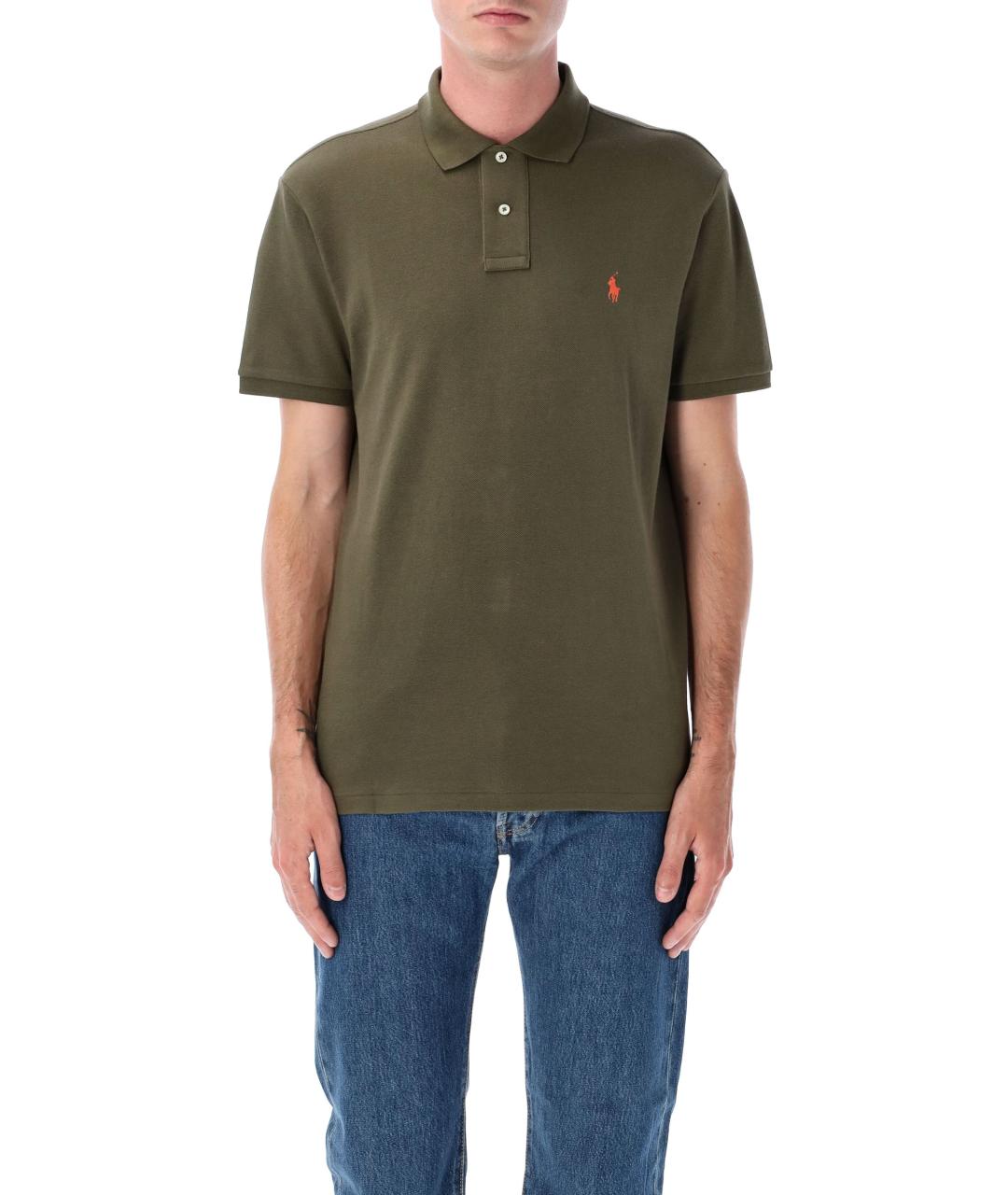 POLO RALPH LAUREN Зеленые хлопковое поло с коротким рукавом, фото 4