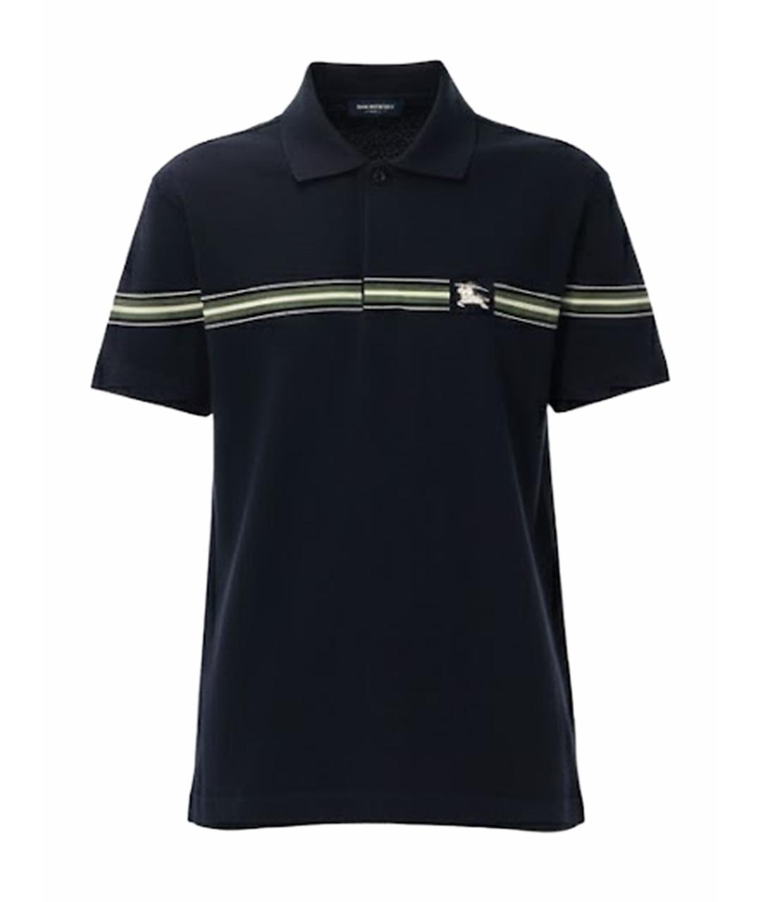 BURBERRY Синее хлопковое поло с коротким рукавом, фото 1