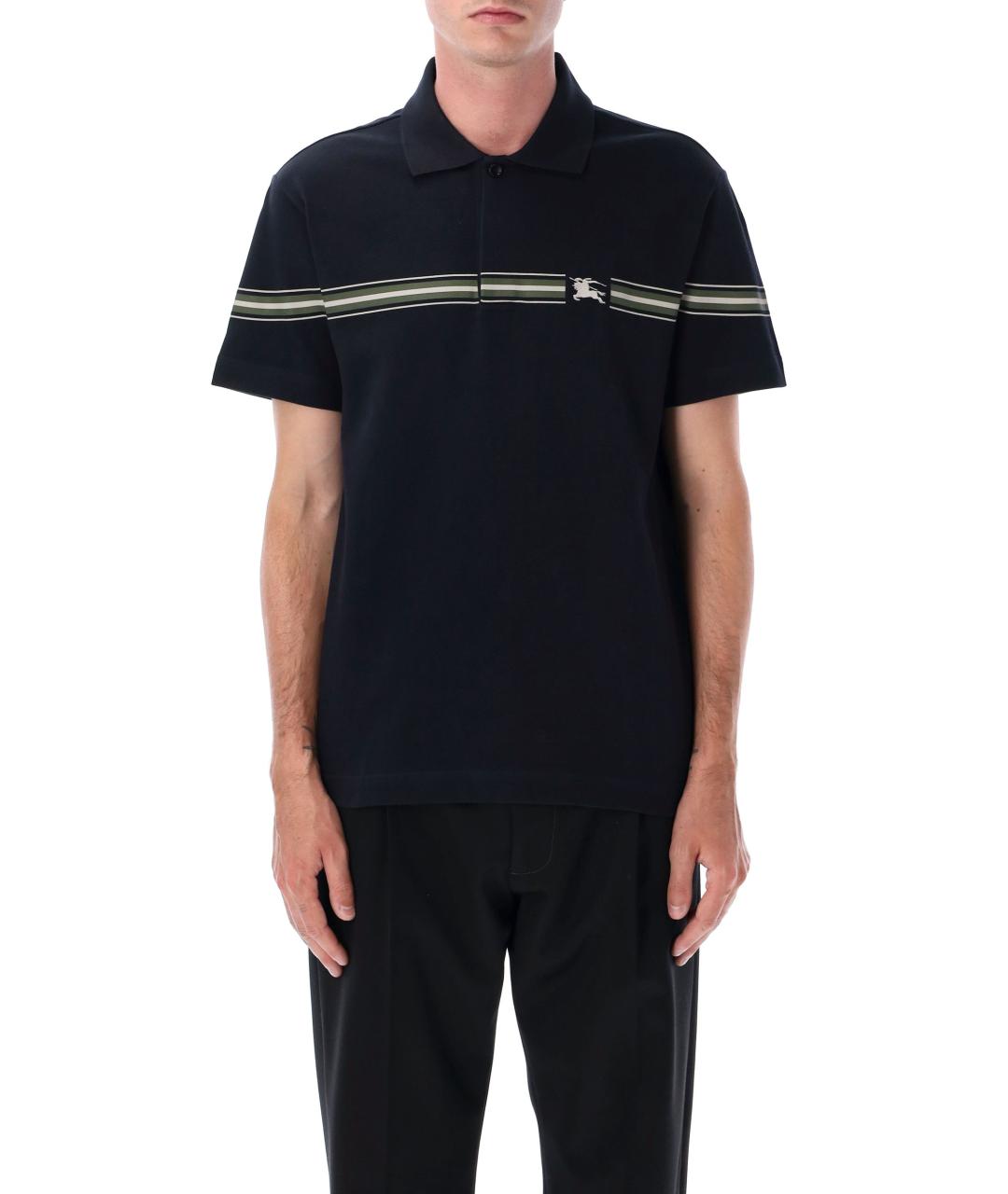 BURBERRY Синее хлопковое поло с коротким рукавом, фото 4