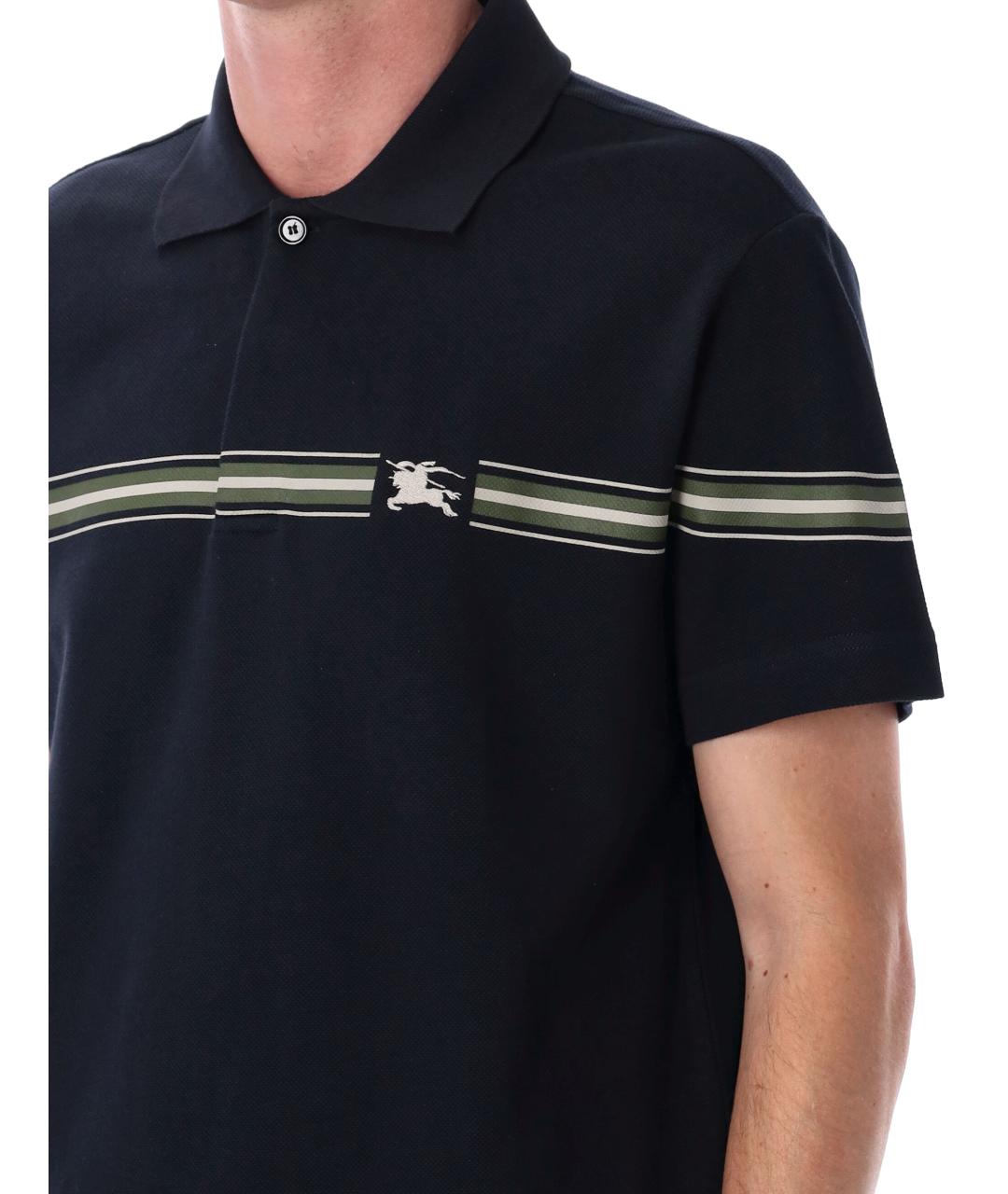 BURBERRY Синее хлопковое поло с коротким рукавом, фото 3