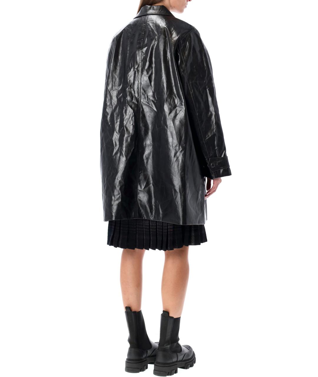LOW CLASSIC Черное кожаное пальто, фото 2