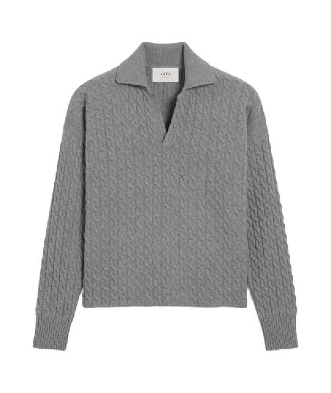 Ami Paris Серый шерстяной джемпер / свитер, фото 1