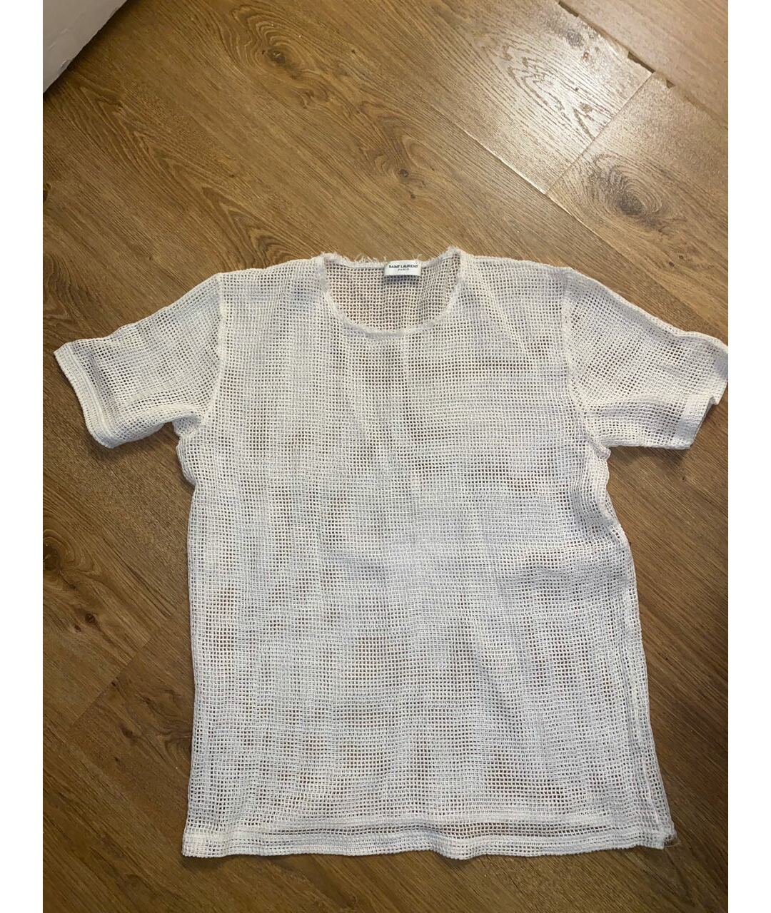 SAINT LAURENT Белая сетчатая футболка, фото 8