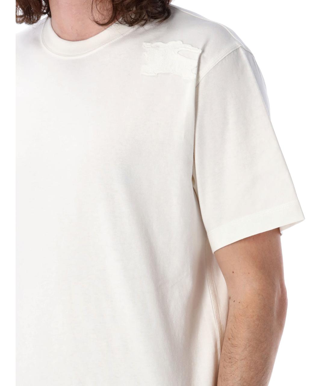 BURBERRY Белая хлопковая футболка, фото 4