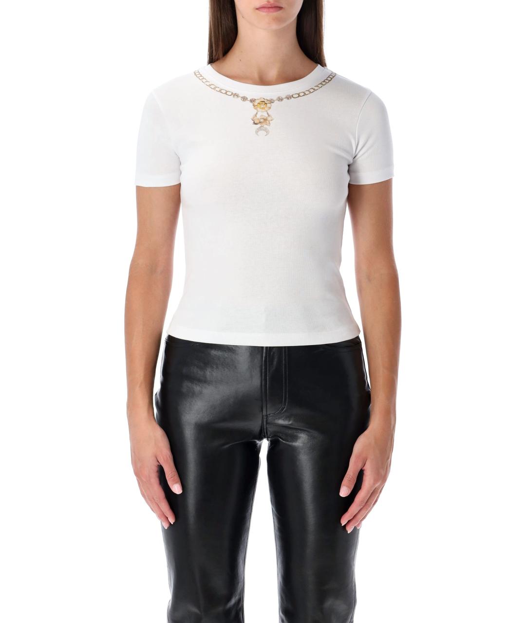 MARINE SERRE Белая хлопковая футболка, фото 2