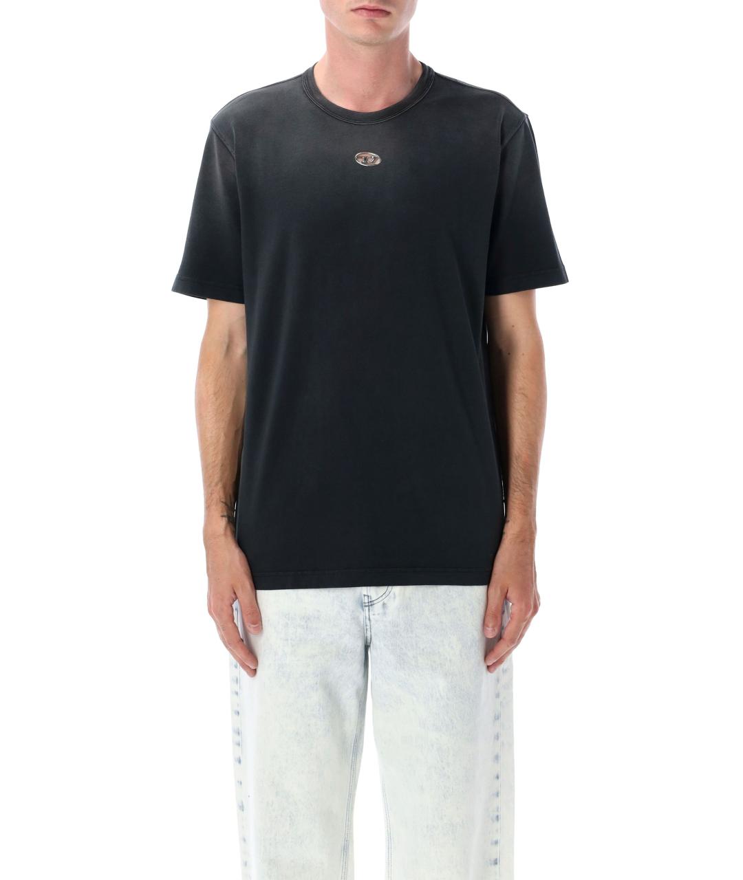 DIESEL Черная хлопковая футболка, фото 2