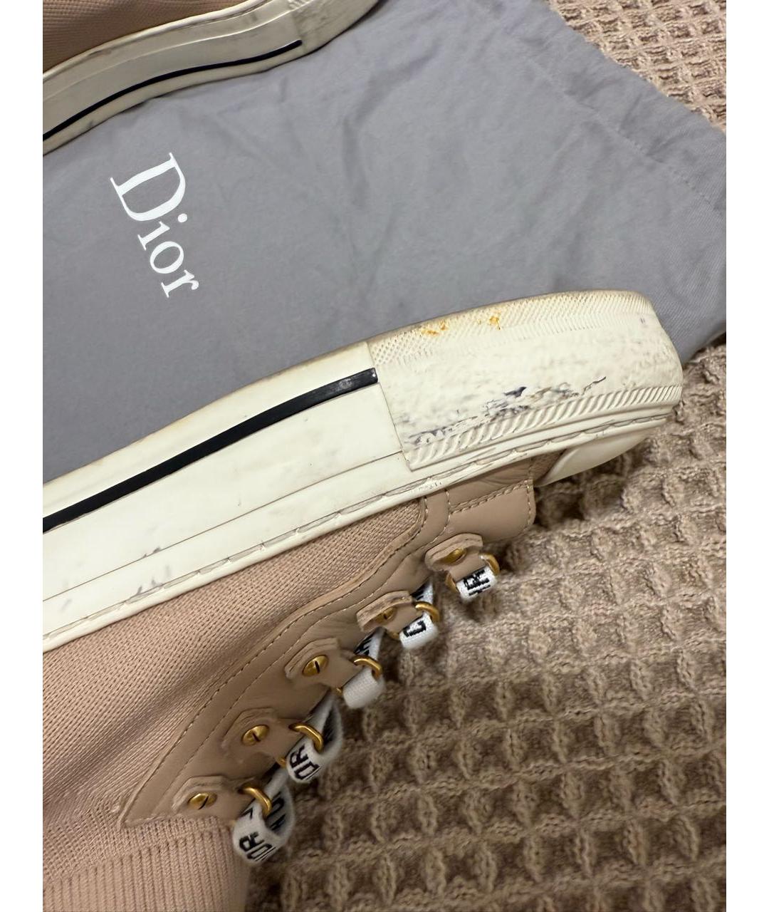 CHRISTIAN DIOR Бежевые текстильные кеды, фото 4