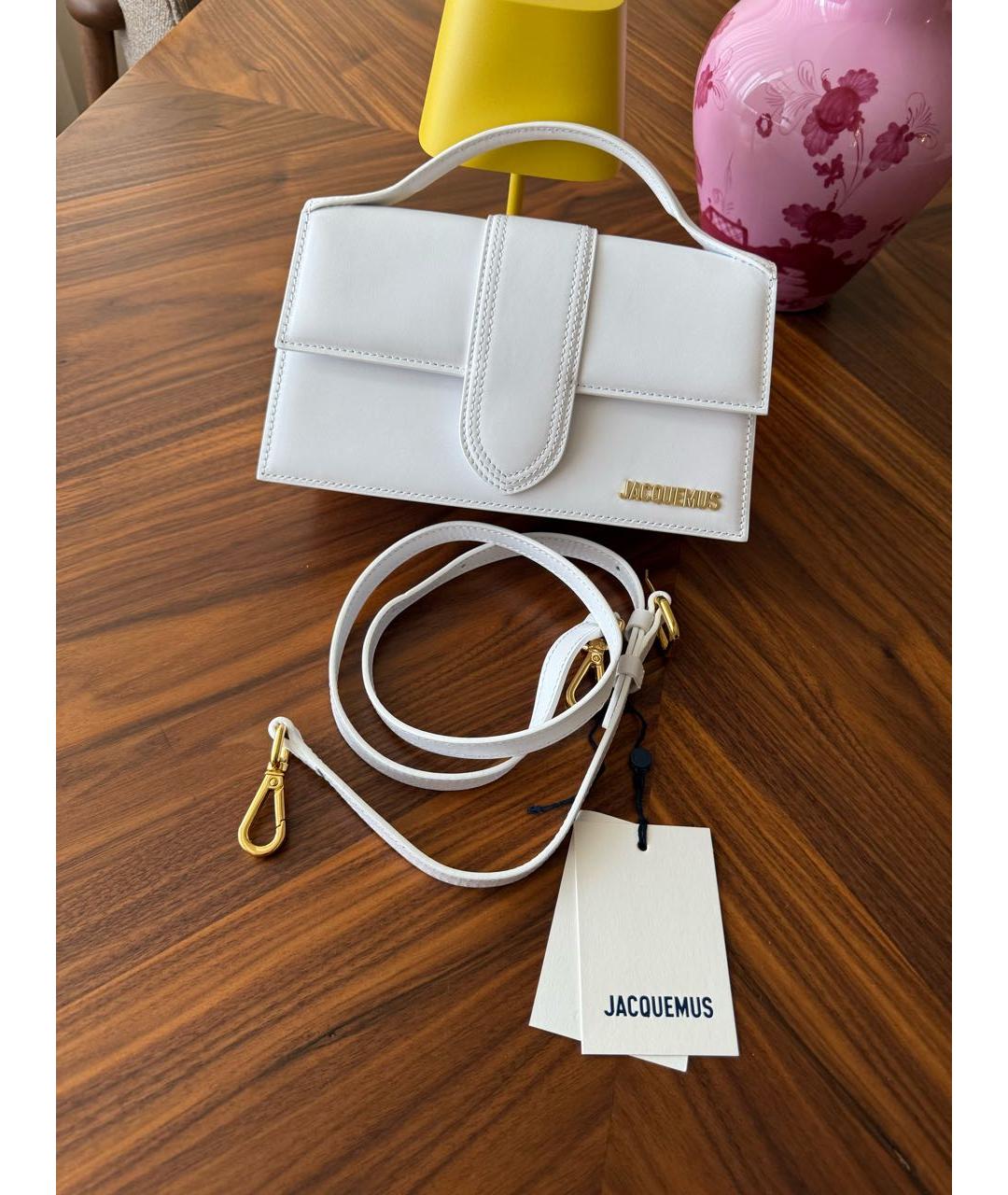 JACQUEMUS Белая кожаная сумка через плечо, фото 3